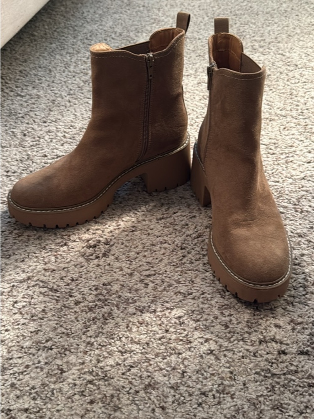 Universal Thread Tan Suede Chunky Platform Ankle Boots